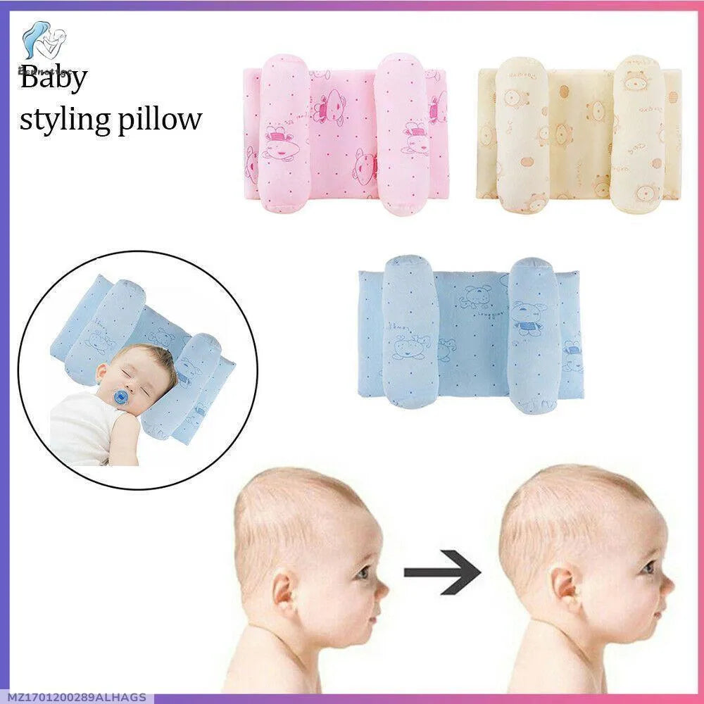 Baby Head Pillow Cotton Pink Blue Cream 3 Section