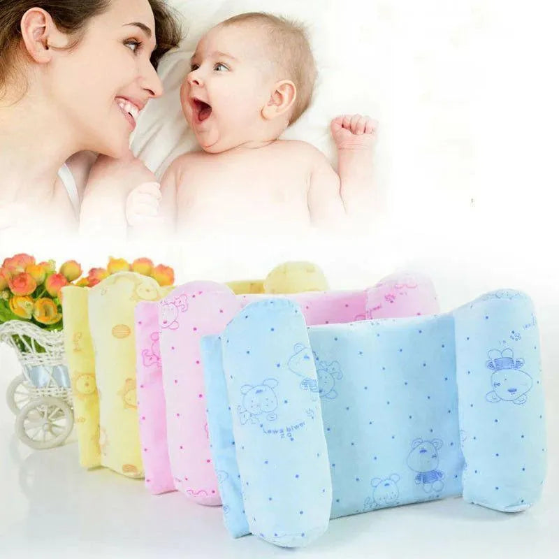 Baby Head Pillow Cotton Pink Blue Cream 3 Section