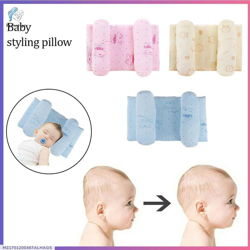 Baby Head Pillow Cotton Pink Blue Cream 3 Section