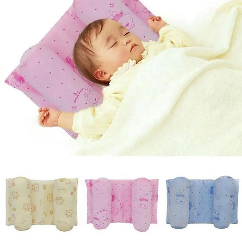 Baby Head Pillow Cotton Pink Blue Cream 3 Section