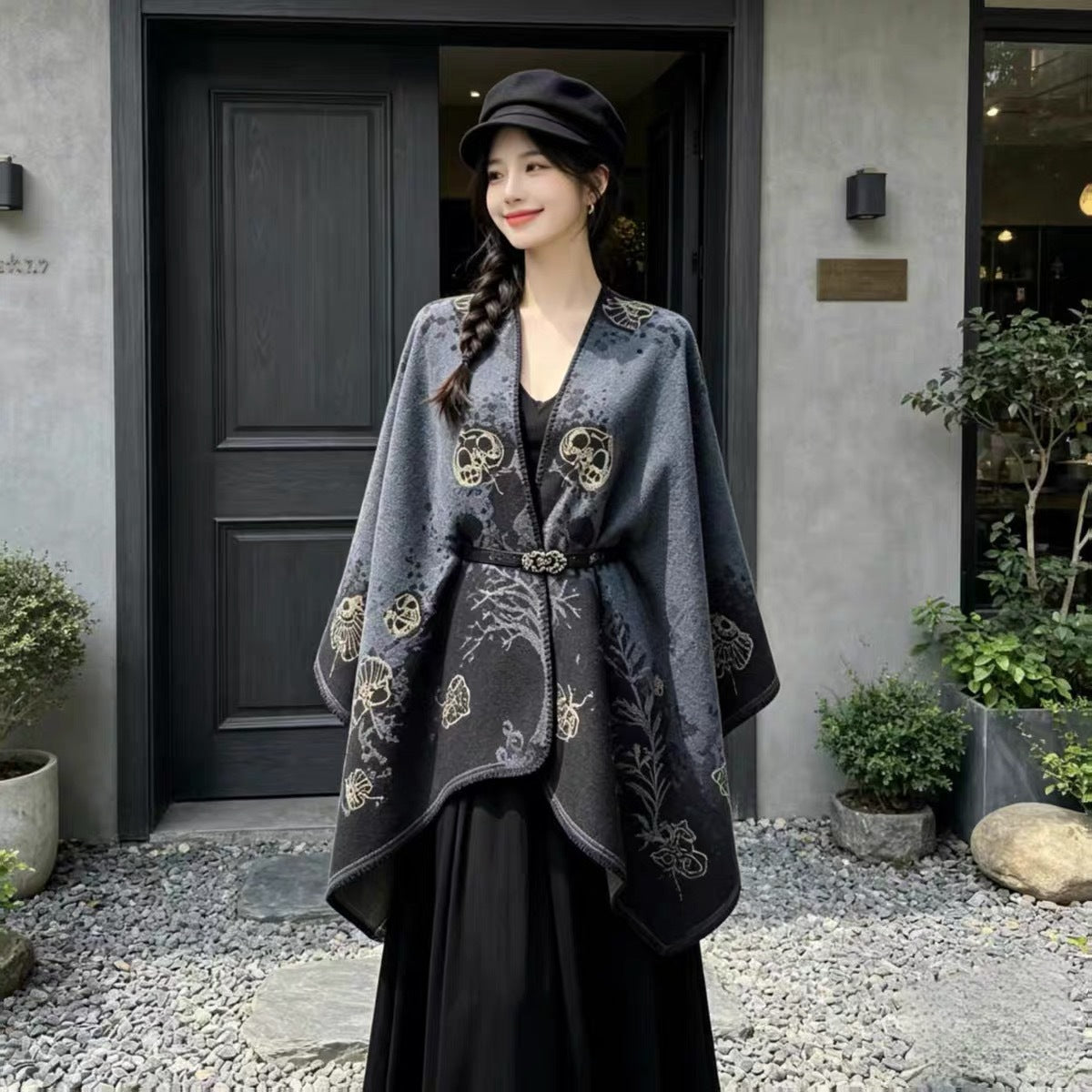 Jiangnan Watertown Knitted Shawl High-end Ethnic Style Cloak Western Sichuan Yunnan Travel Wear Imitation Cashmere Cape Women