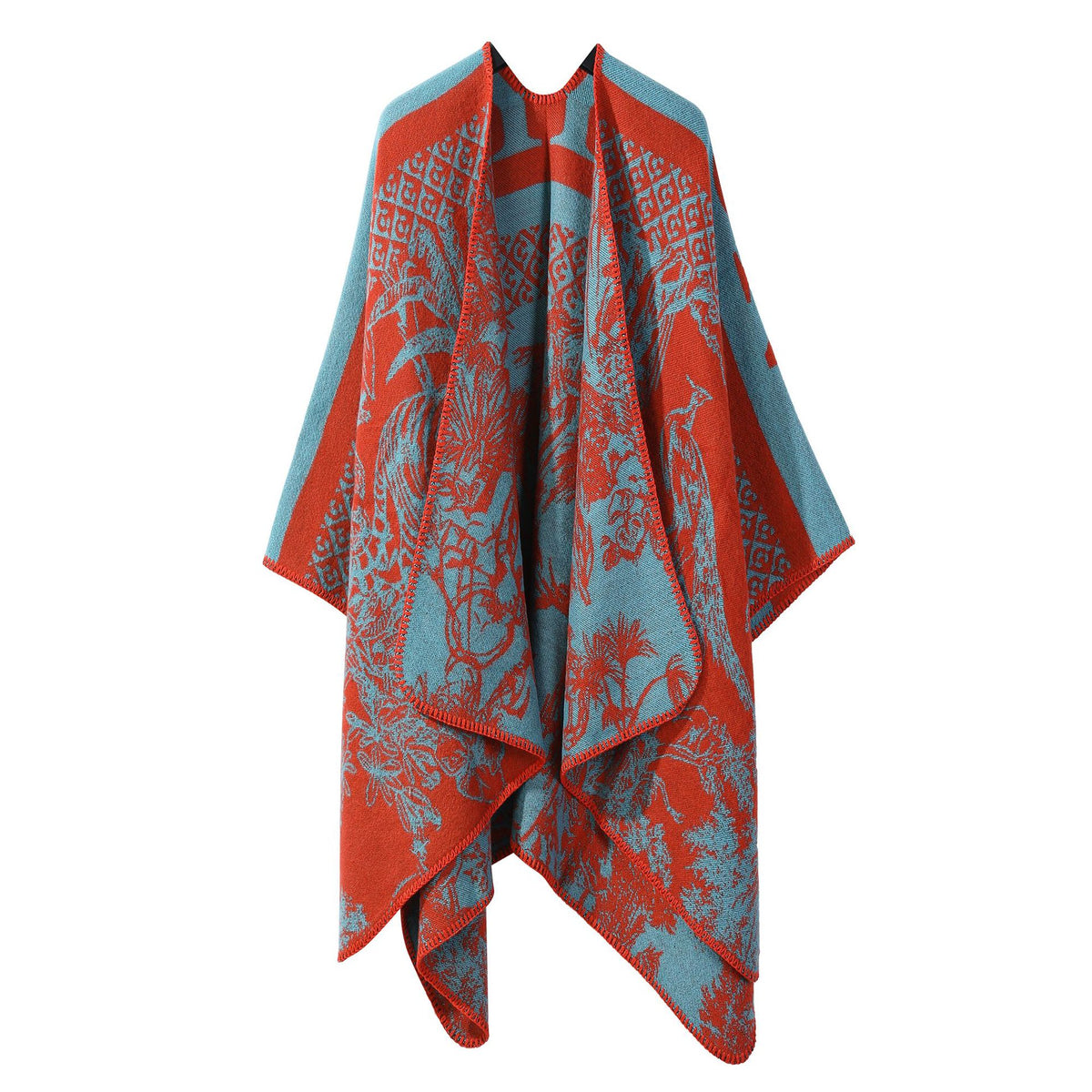 Jiangnan Watertown Knitted Shawl High-end Ethnic Style Cloak Western Sichuan Yunnan Travel Wear Imitation Cashmere Cape Women