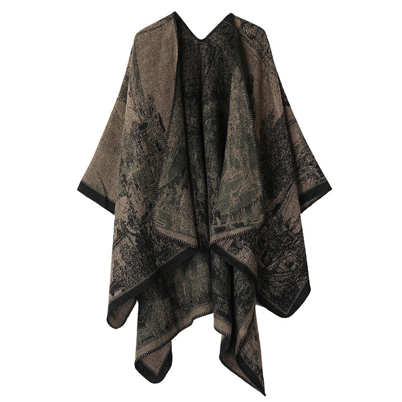 Jiangnan Watertown Knitted Shawl High-end Ethnic Style Cloak Western Sichuan Yunnan Travel Wear Imitation Cashmere Cape Women
