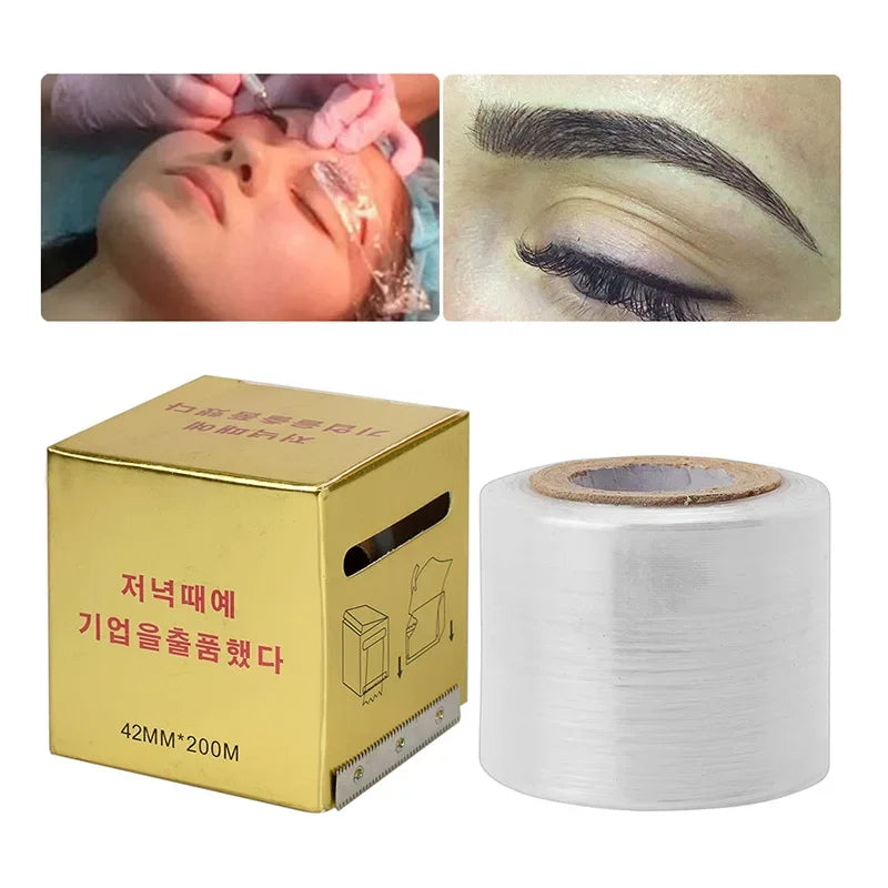 1Roll Tattoo Film Wrap Microbading Plastic Preservative Clear Cover 42mm*200m Disposable Eyebrow Lips Body Tattoo Supplies